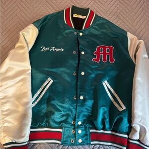 MNML Varsity Bomber Jacket White and Red